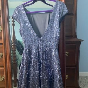 B Darlin Backless Sequined Fit And Flare Dress